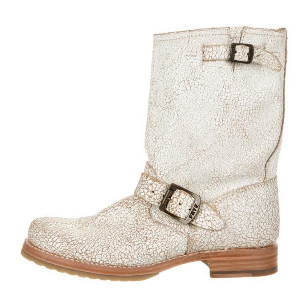 HOST PICK!! FRYE Crackled White Veronica Short Moto Boots w/ Tags